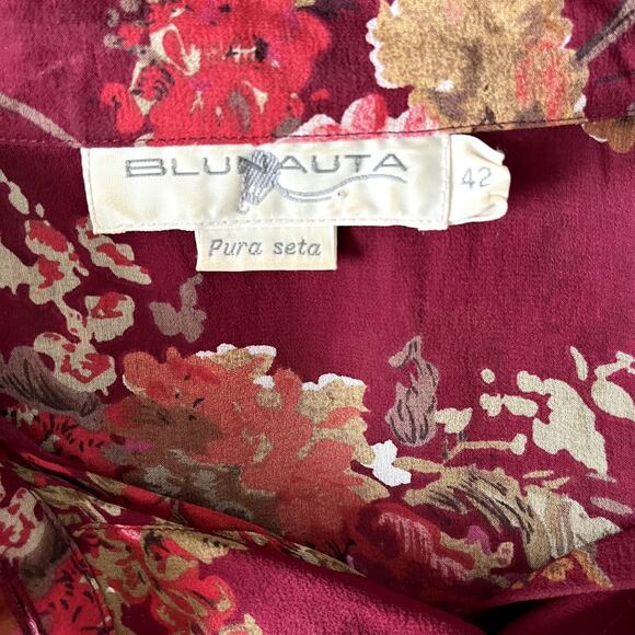 BLUNAUTA Vintage Red Maroon Floral Sheer Dress Shell Only Silk Size 42 - Picture 6 of 7